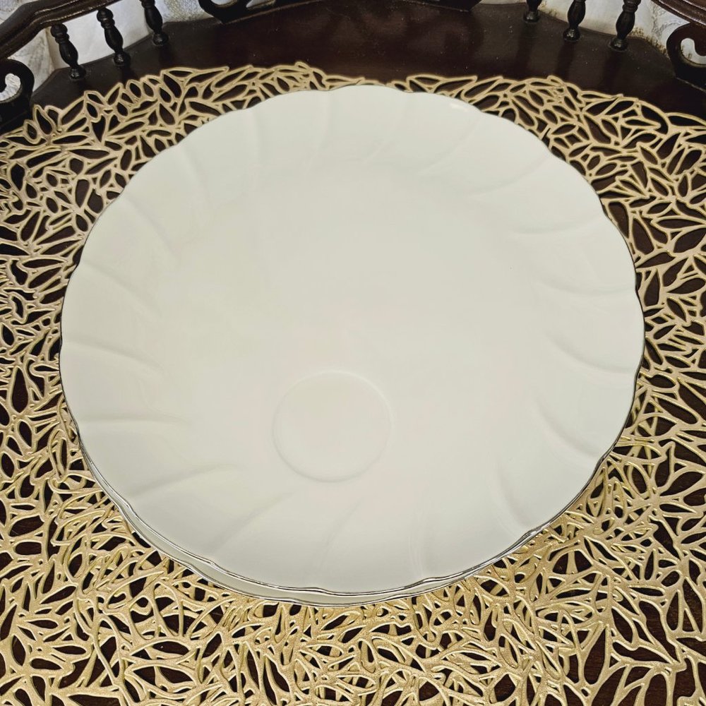 Vintage Laurel China 7285 Anniversary Porcelain 2pc Plates, Silver Rim